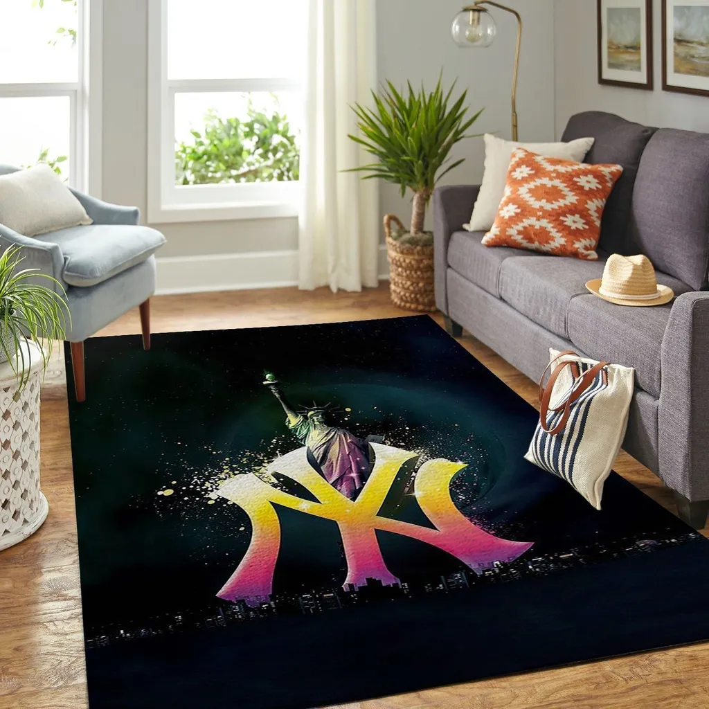 Statue of Liberty Area Rug for Living Room NYC Black and Yellow
