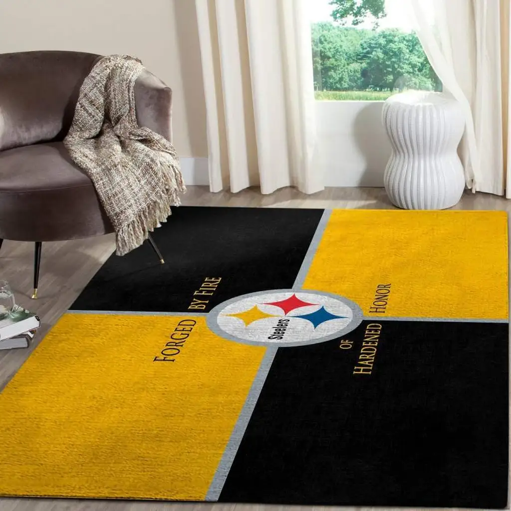 Steelers Rug Forged by Fire Hardened Honor Carpet Black and Yellow