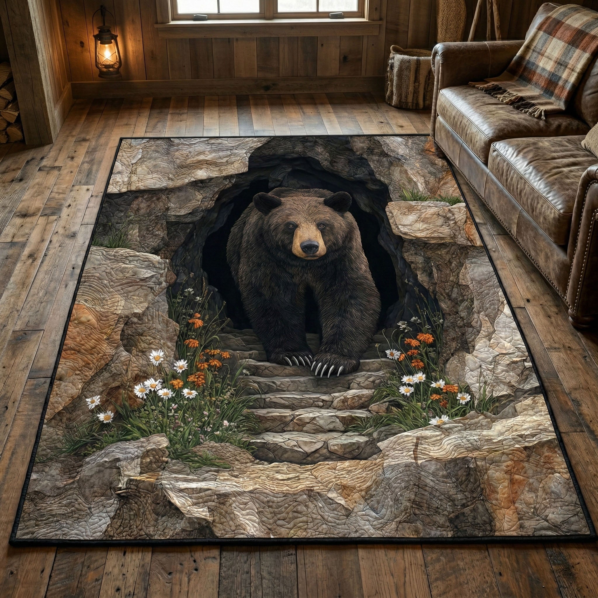 Stone Den Area Rug - Non-Slip Washable 3D Print Rug for Living Room & BedroomTVC2108249