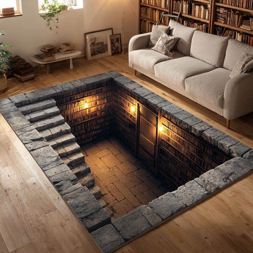 Stone Stairwell Area Rug - Non-Slip Washable 3D Print Rug for Living Room & BedroomTVC2108249