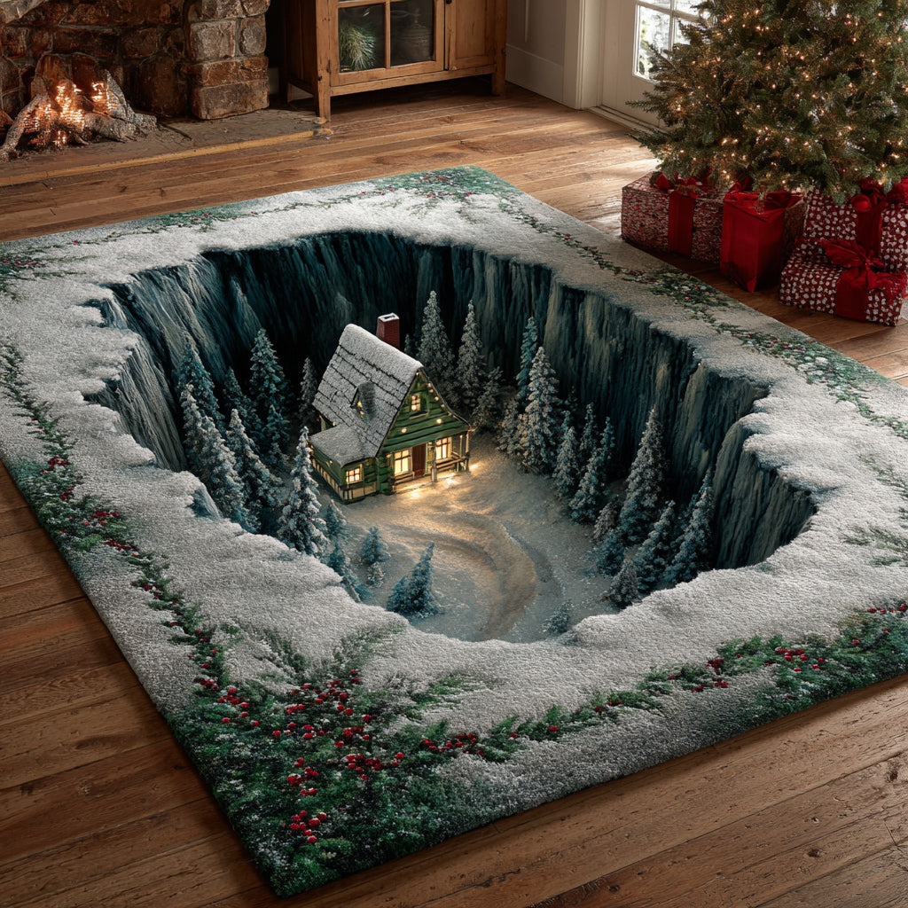 Stream Christmas Village Area Rug - Non-Slip Washable 3D Print Rug for Living Room & BedroomTVC2108249