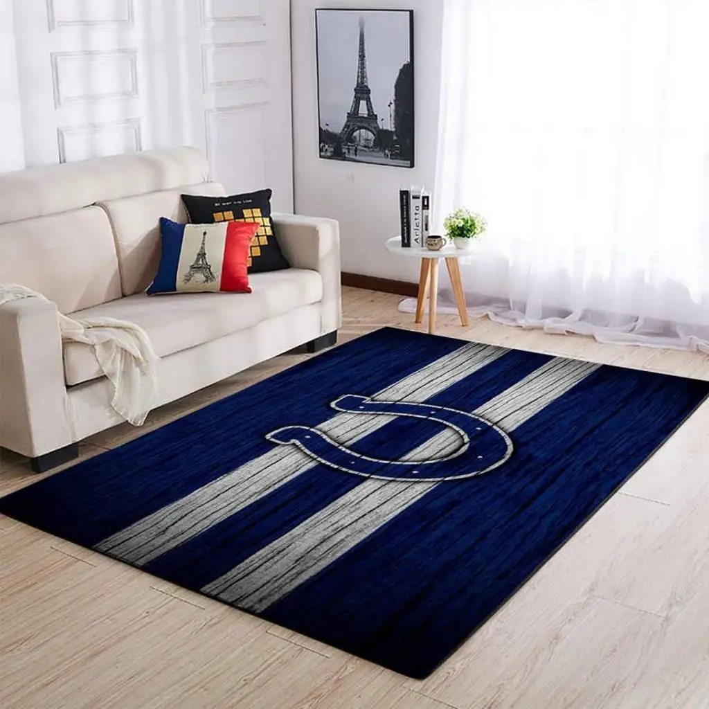 Striped Horseshoe Rug Perfect for Living Room Decor Blue and Green