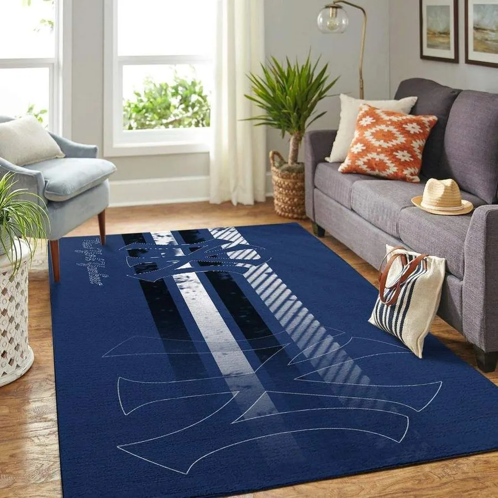 Striped Rug Modern Design for Living Room Comfort Blue and White