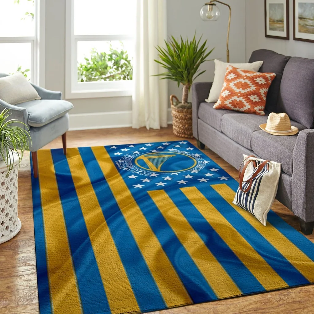 Striped Rug Modern Design Perfect for Living Room Blue and Gray