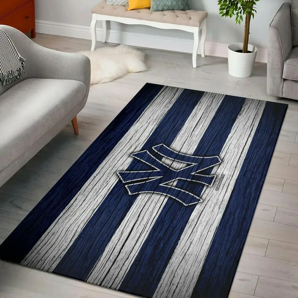 Striped Rug Modern Pattern Soft Living Room Decor Blue and White