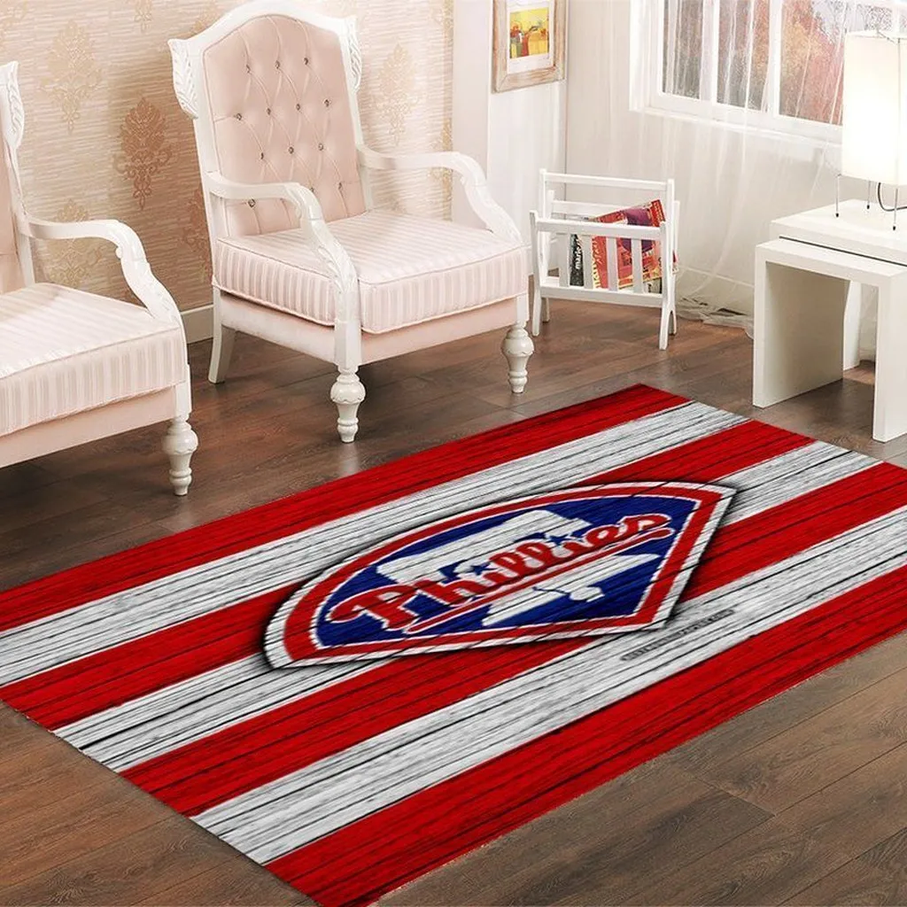 Striped Rug with Classic Vintage Wood Texture Design Red and White