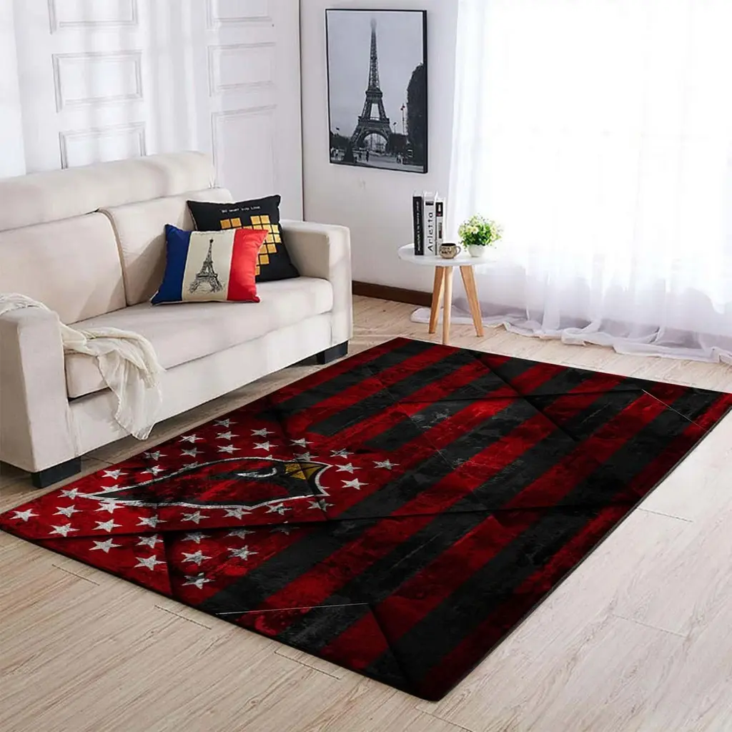 Striped Rug with Stars and Eagle for Living Room Decor Black and Red