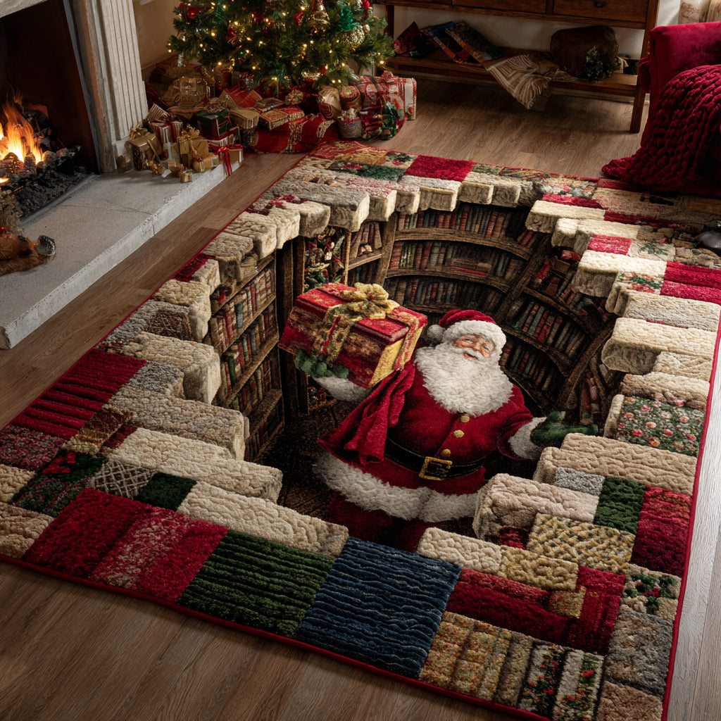 Subterranean Santa Claus Christmas Area Rug - Non-Slip Washable 3D Print Rug for Living Room & BedroomTVC2108266