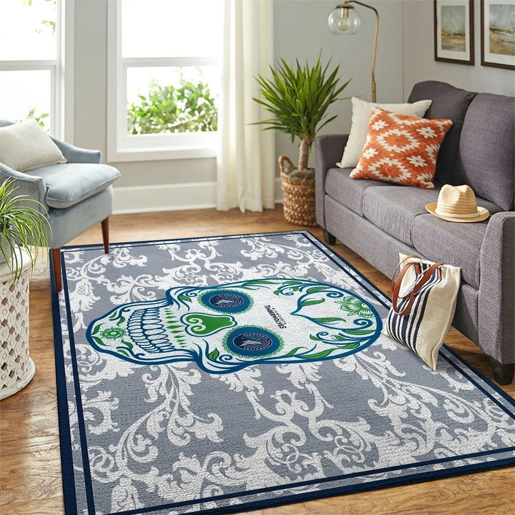 Sugar Skull Rug for Modern Living Room Decor Black and Yellow
