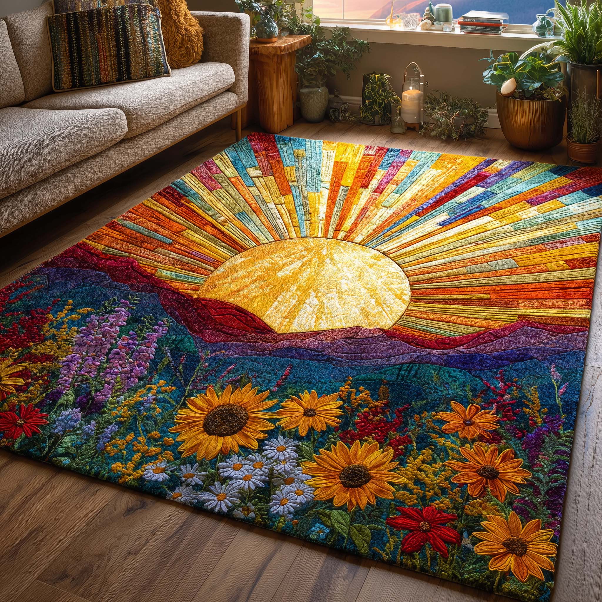 Summer Meadow Area Rug - Non-Slip Washable 3D Print Rug for Living Room & BedroomTVC2108392