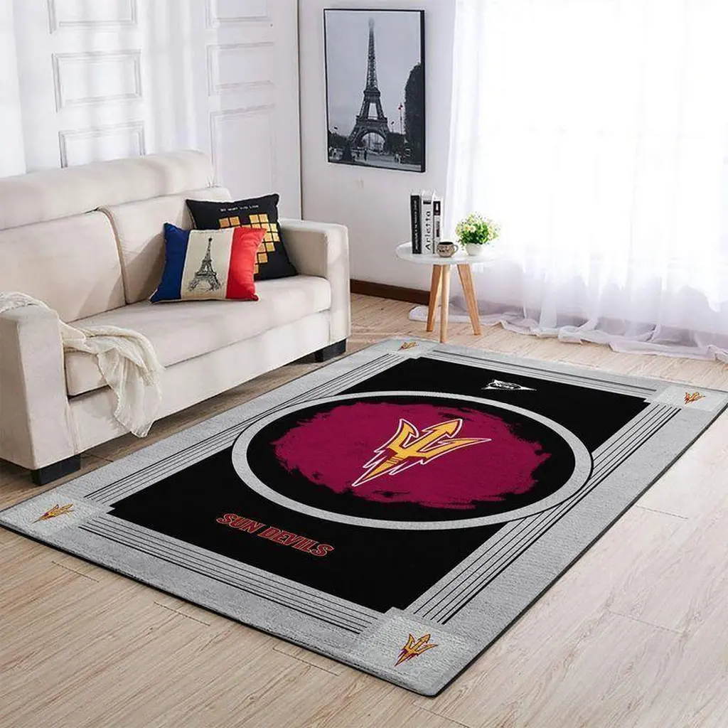 Sun Devils Area Rug Perfect for Living Room Decor Black and Gray