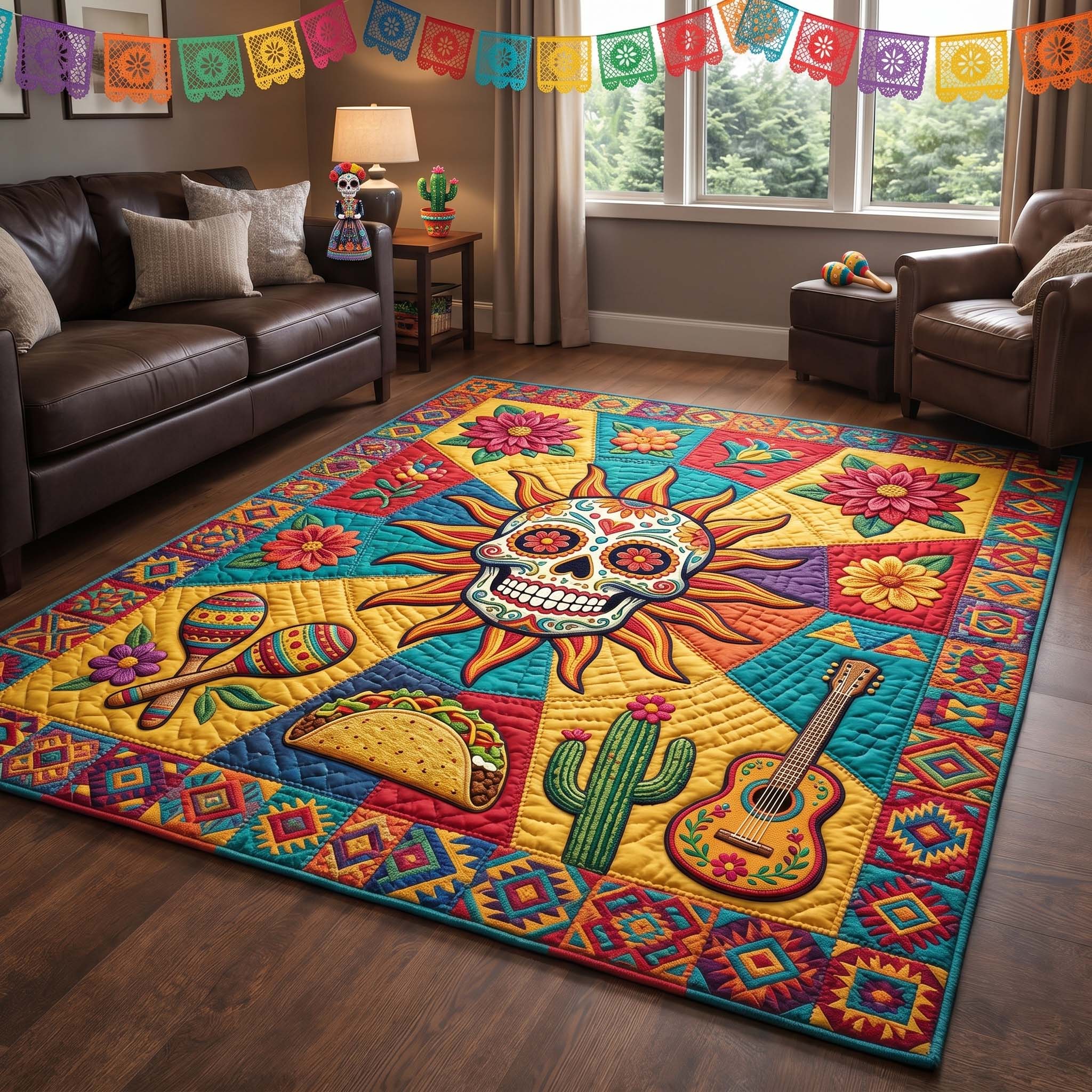 Sun Skull Area Rug - Non-Slip Washable 3D Print Rug for Living Room & BedroomTVC2108392