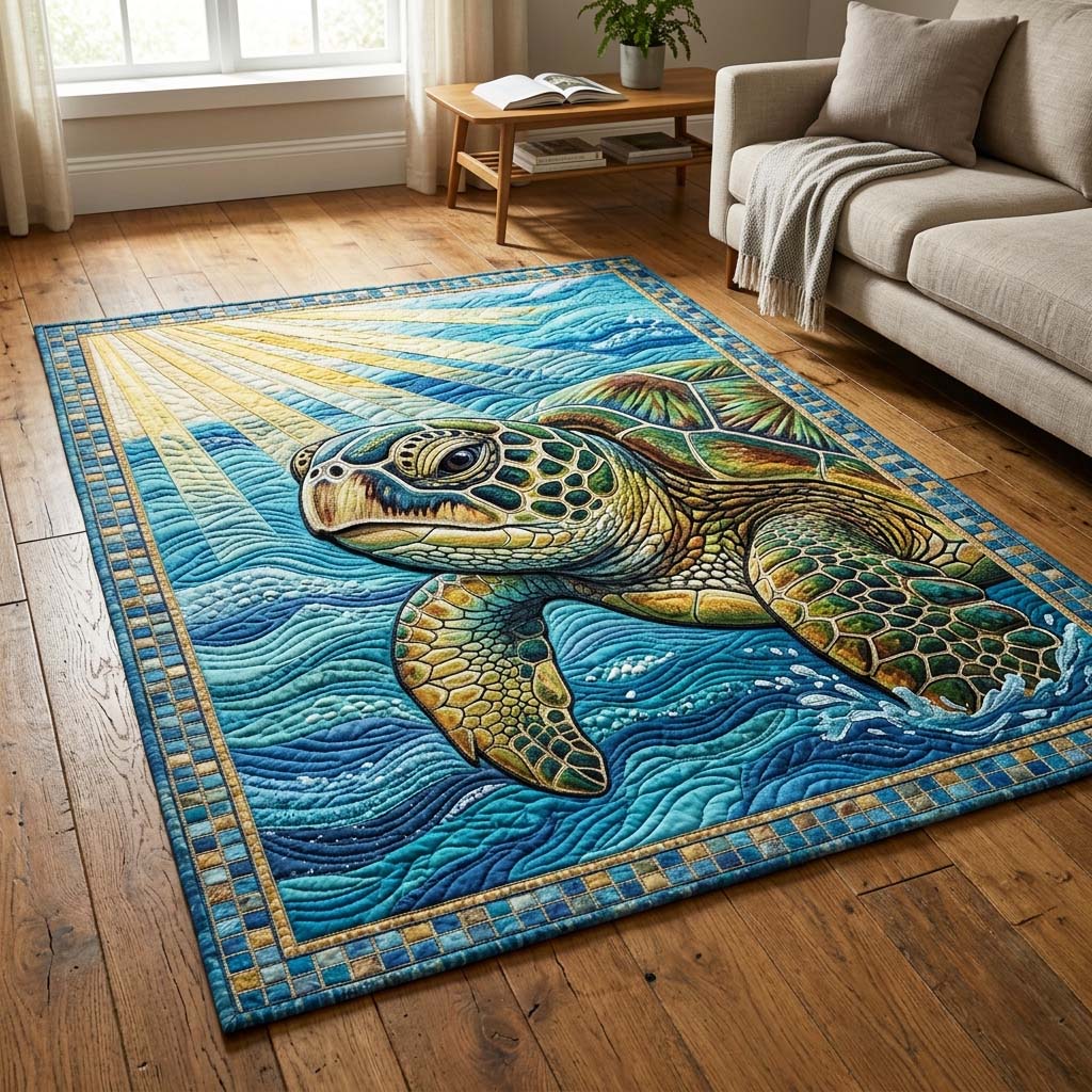 Sunbeam Turtle Area Rug - Non-Slip Washable 3D Print Rug for Living Room & BedroomTVC2108392