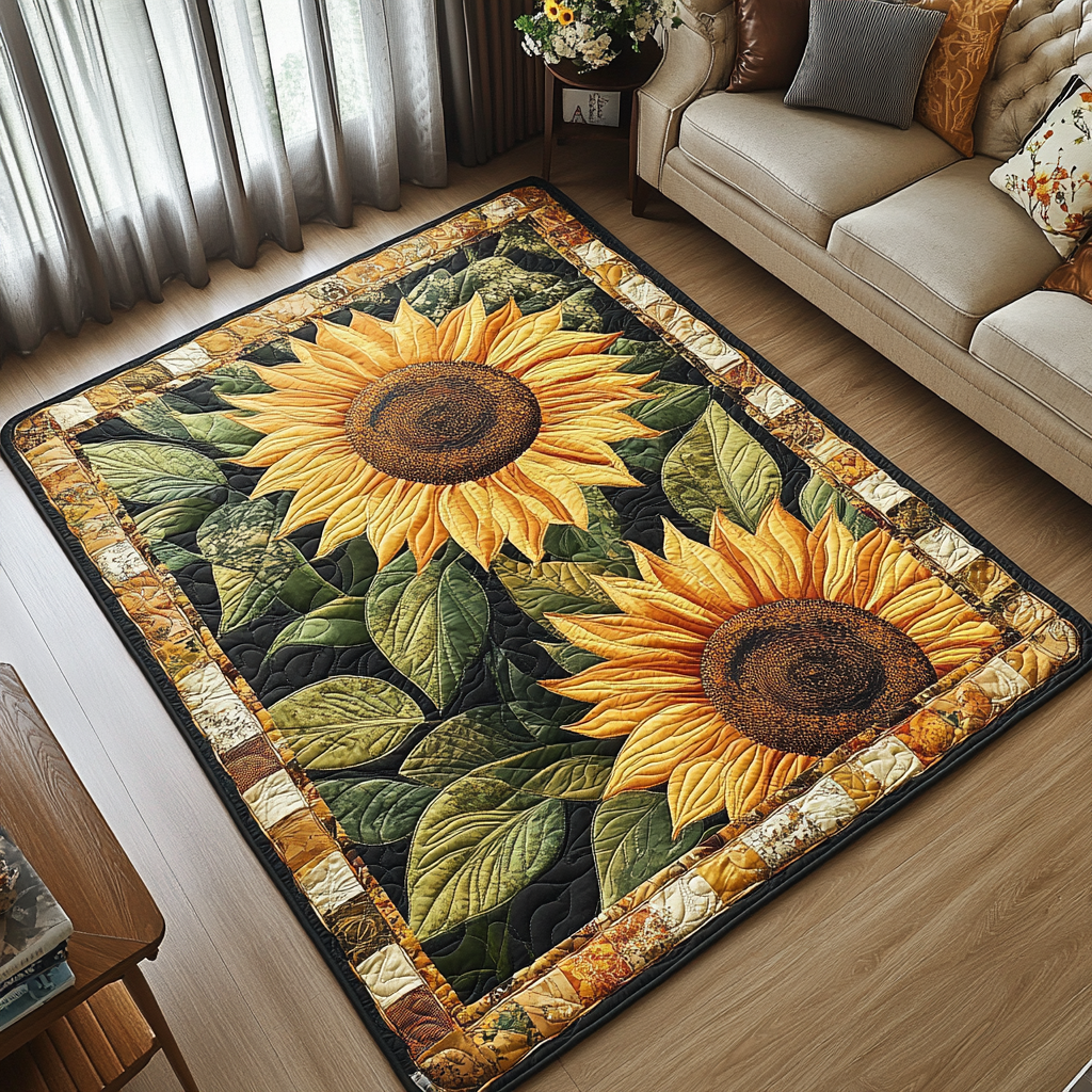 Sunflower Charm Area Rug - Non-Slip Washable 3D Print Rug for Living Room & BedroomTVC2108265