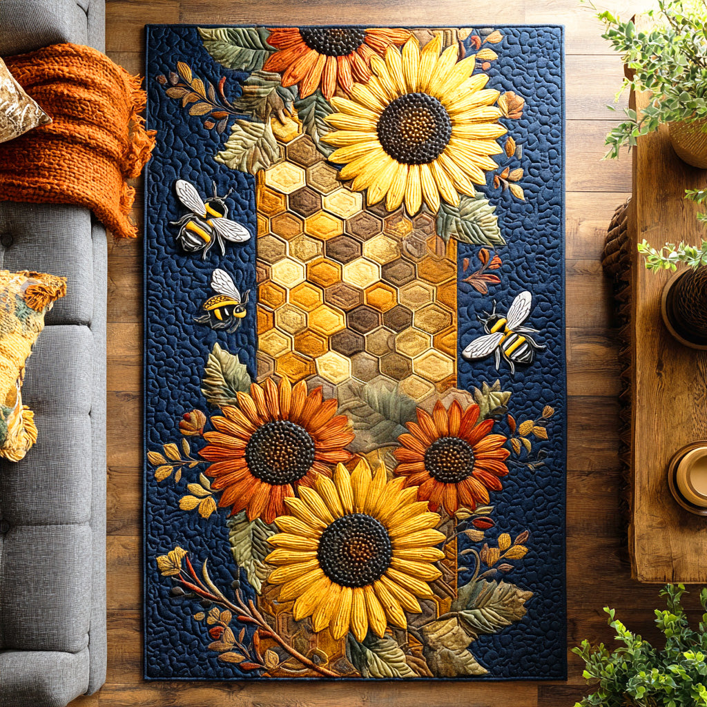 Sunflower Hive Area Rug - Non-Slip Washable 3D Print Rug for Living Room & BedroomTVC2108265