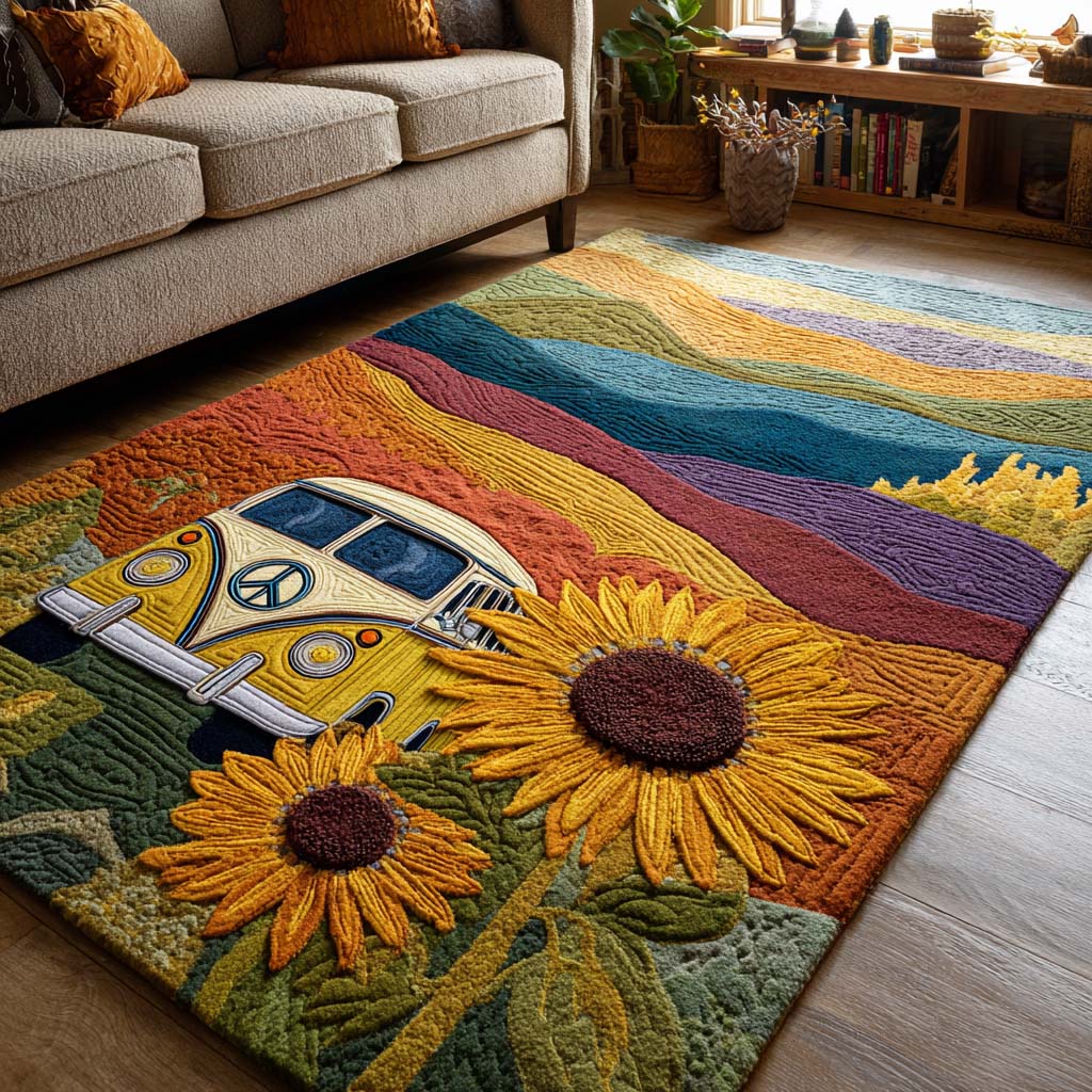 Sunflower Path Area Rug - Non-Slip Washable 3D Print Rug for Living Room & BedroomTVC2108265