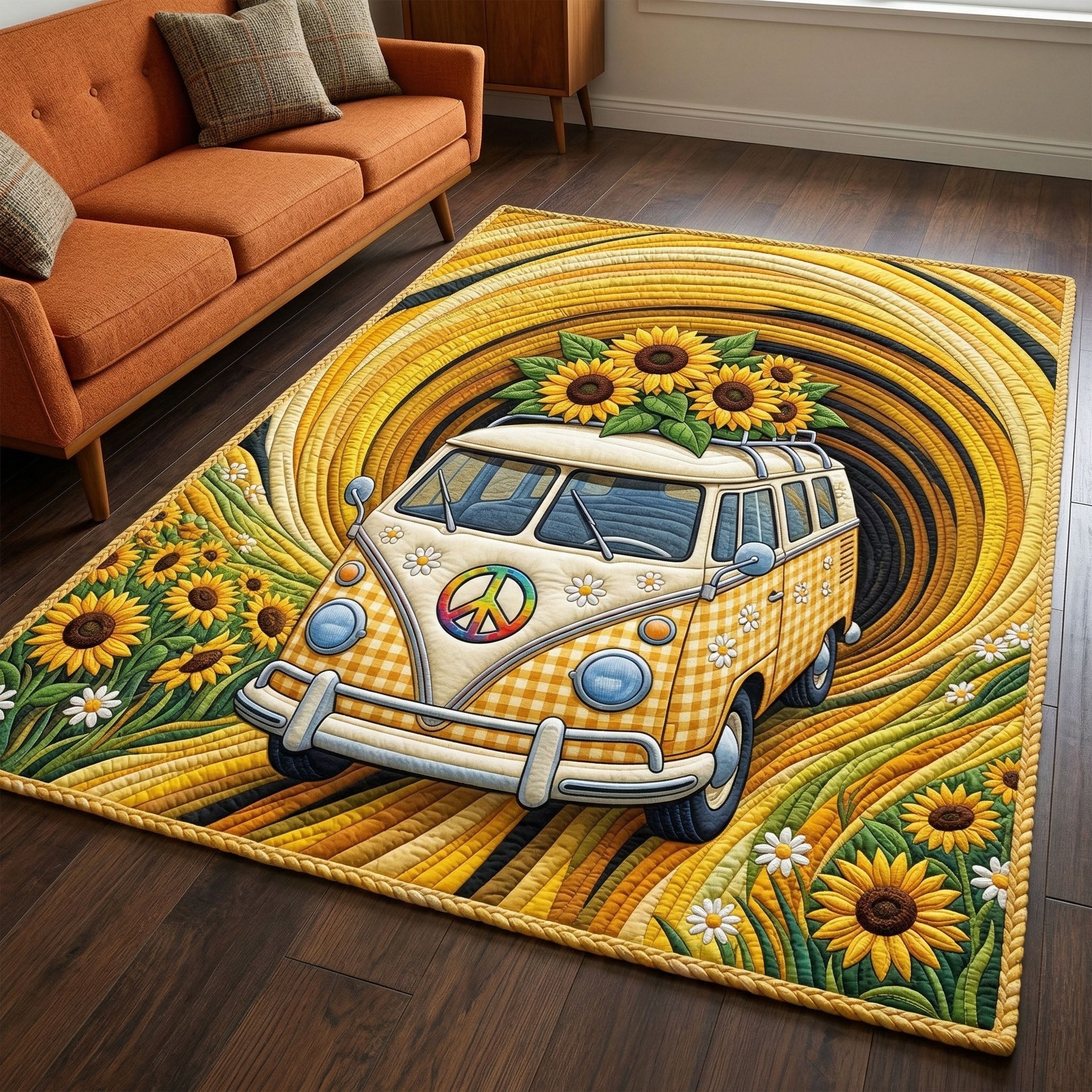 Sunflower Ride Area Rug - Non-Slip Washable 3D Print Rug for Living Room & BedroomTVC2108248
