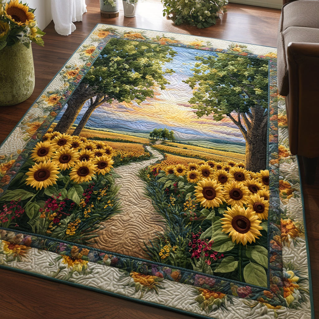 Sunflower Serenity Meadow Area Rug - Non-Slip Washable 3D Print Rug for Living Room & BedroomTVC2108265