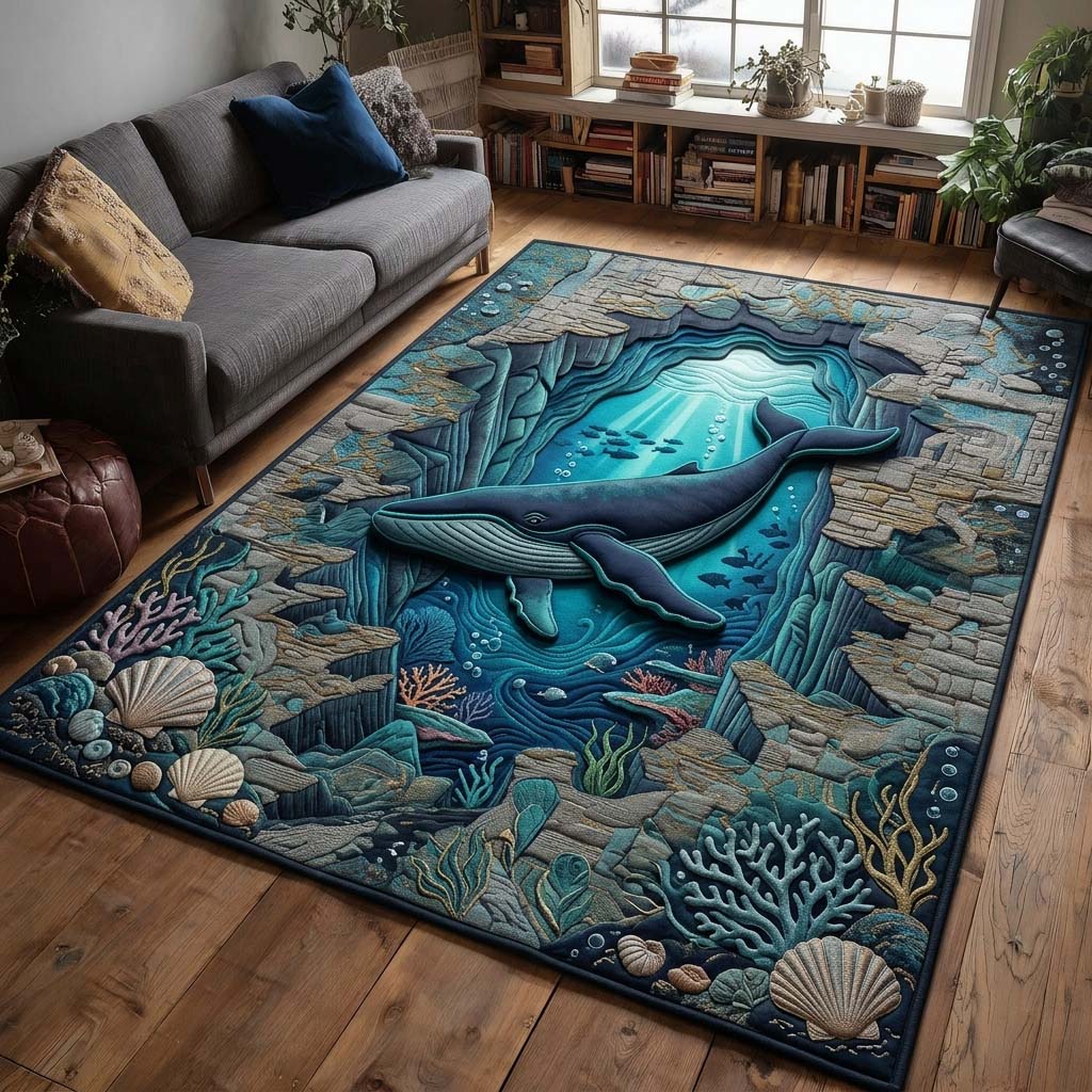 Sunken Canyon Whale Area Rug - Non-Slip Washable 3D Print Rug for Living Room & BedroomTVC2108363