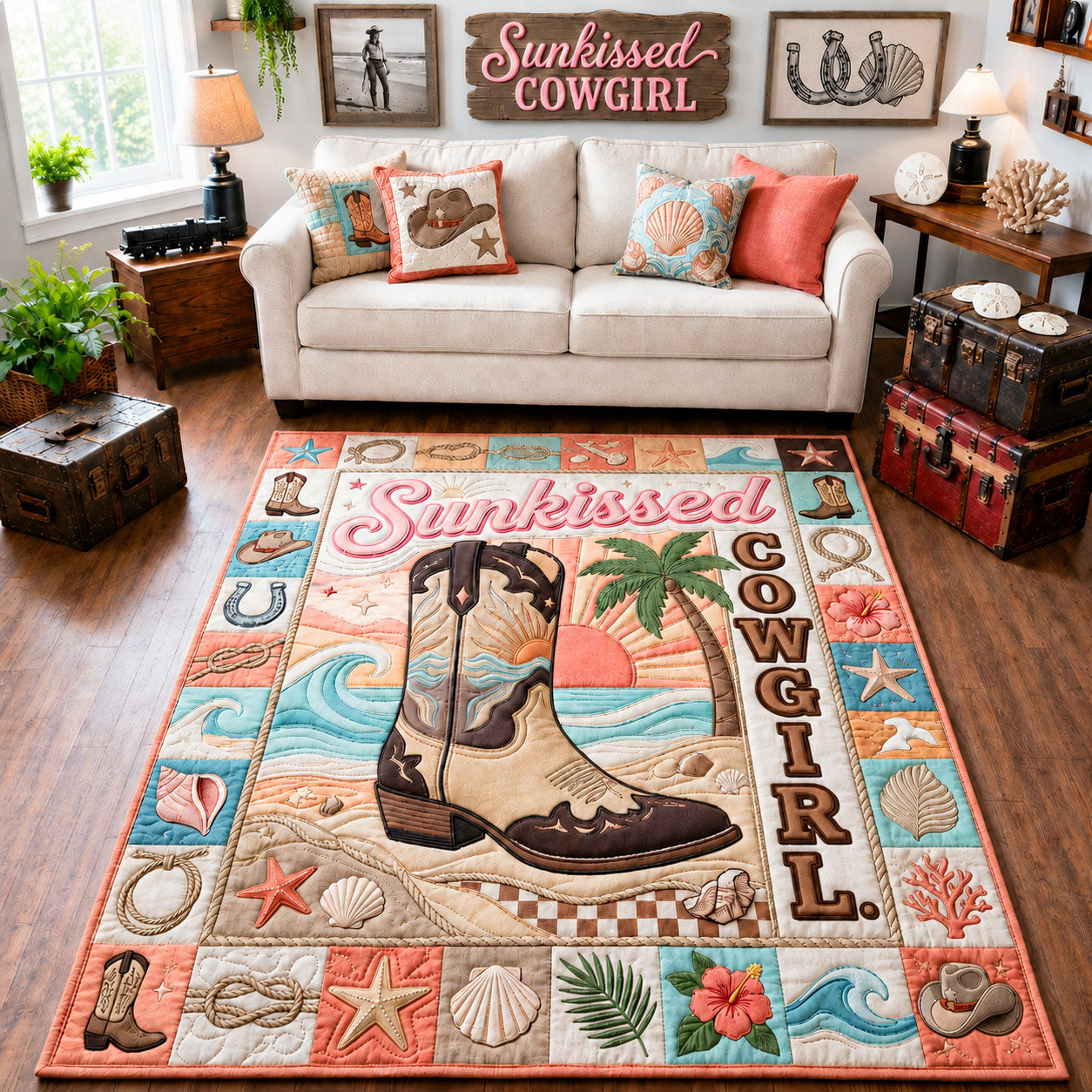 Sunkissed Cowgirl Area Rug - Non-Slip Washable 3D Print Rug for Living Room & BedroomTVC2108392