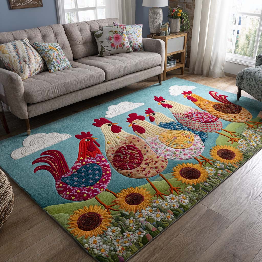 Sunny Hens Area Rug - Non-Slip Washable 3D Print Rug for Living Room & BedroomTVC2108211