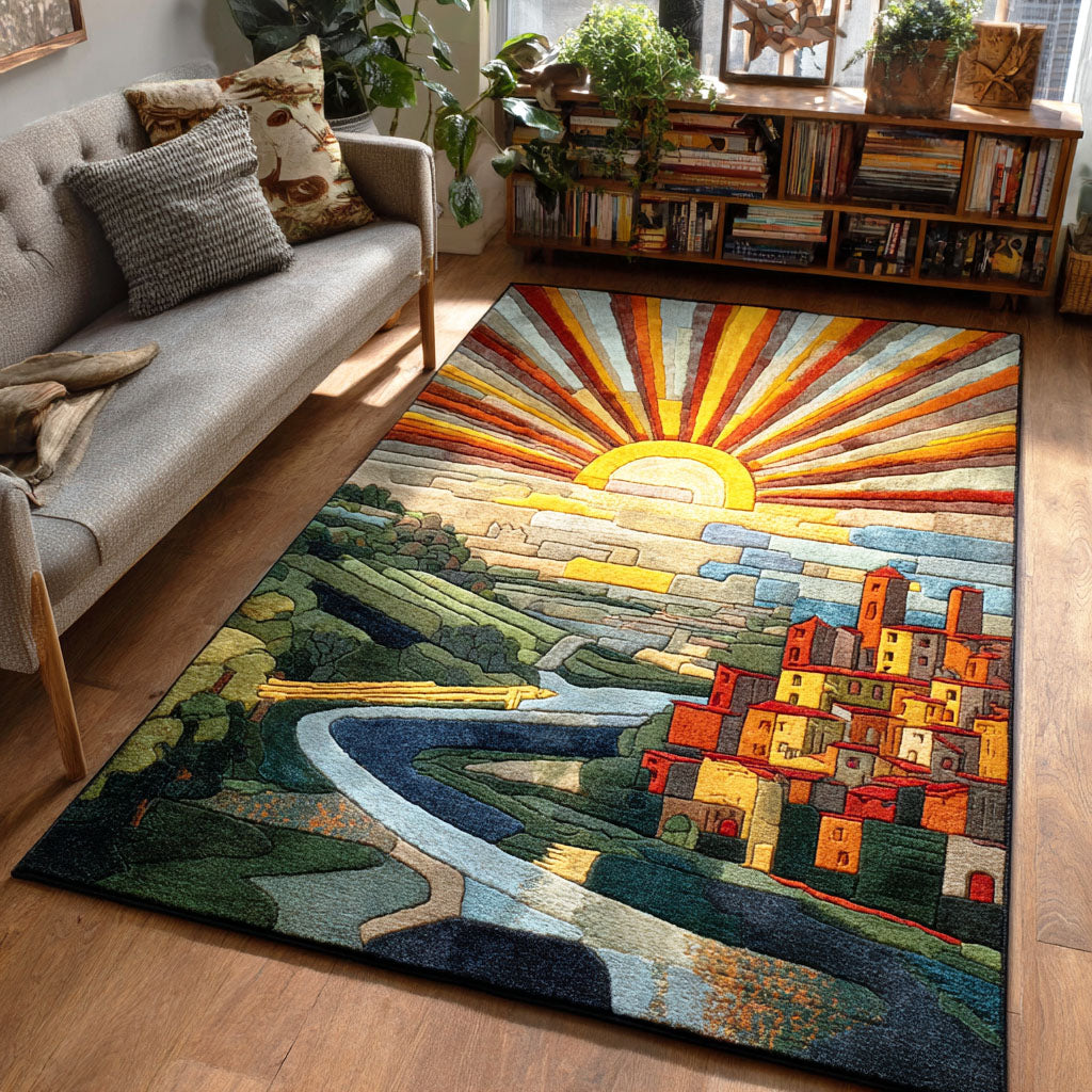 Sunray Glow Area Rug - Non-Slip Washable 3D Print Rug for Living Room & BedroomTVC2108211