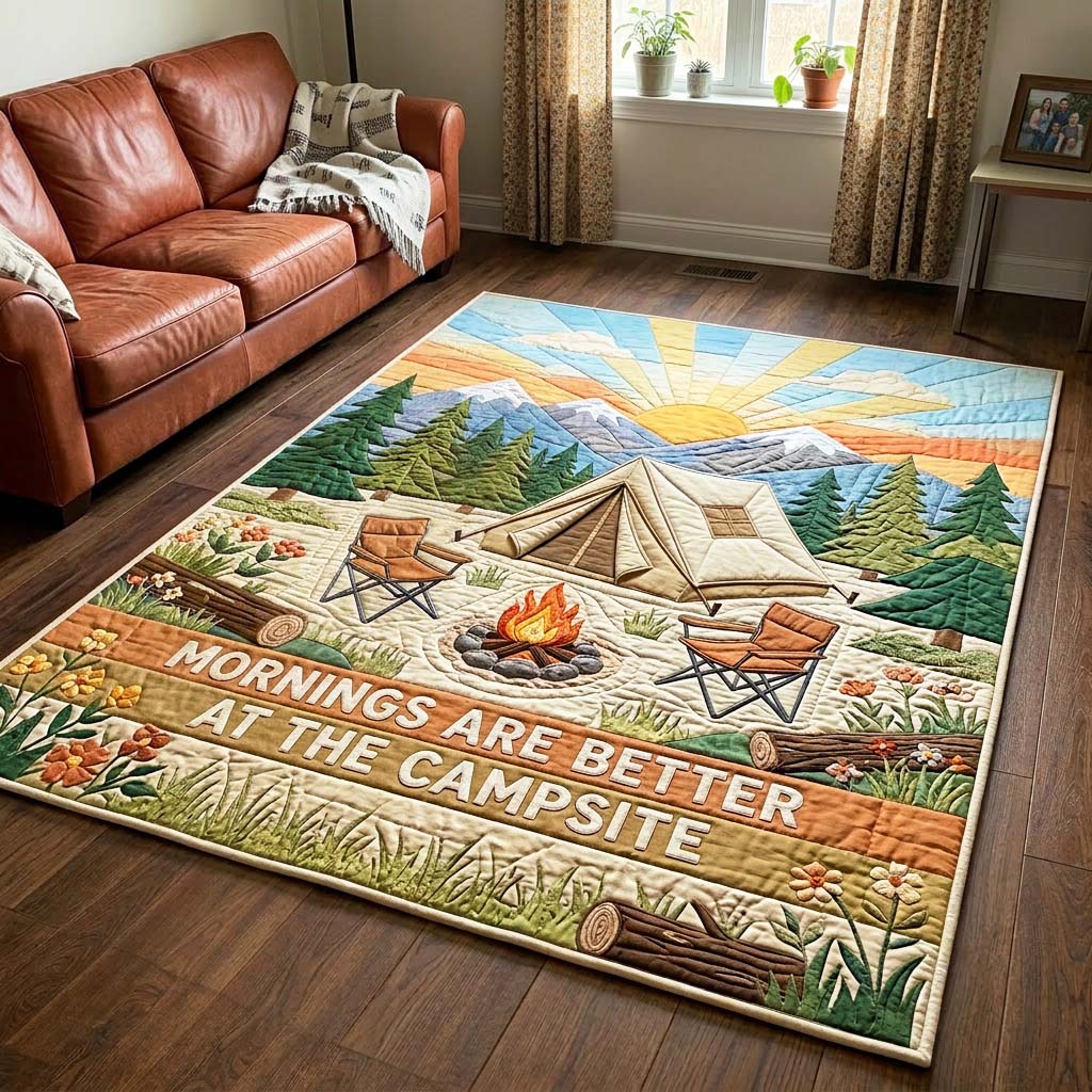 Sunrise Campsite Area Rug - Non-Slip Washable 3D Print Rug for Living Room & BedroomTVC2108392