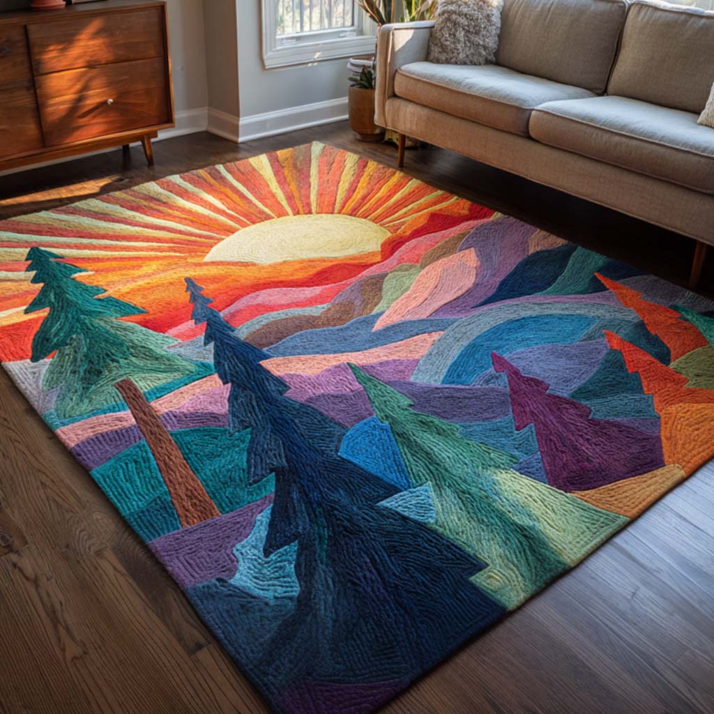 Sunrise Hills Area Rug - Non-Slip Washable 3D Print Rug for Living Room & BedroomTVC2108247