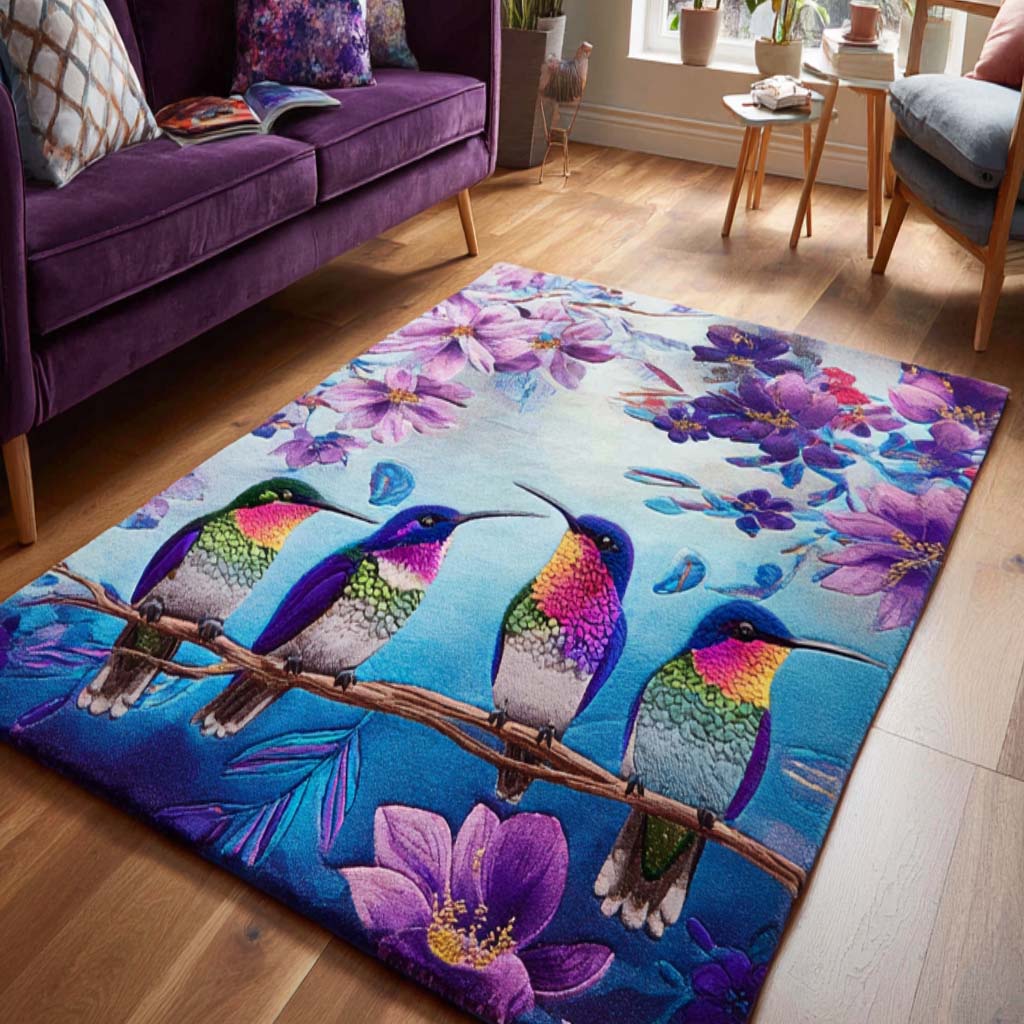 Sunset Hummingbird Cardinal Area Rug - Non-Slip Washable 3D Print Rug for Living Room & BedroomTVC2108211