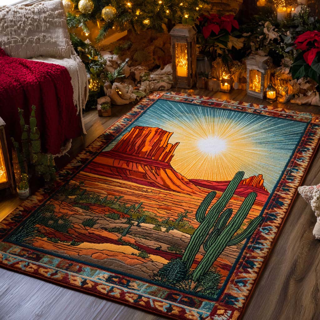 Sunset Mesa Horizon Area Rug - Non-Slip Washable 3D Print Rug for Living Room & BedroomTVC2108264