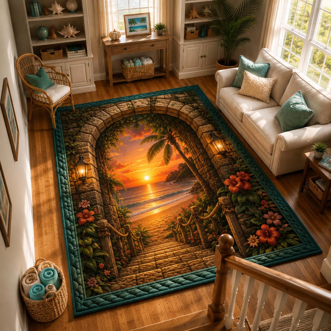Sunset Passage Area Rug - Non-Slip Washable 3D Print Rug for Living Room & BedroomTVC2108391