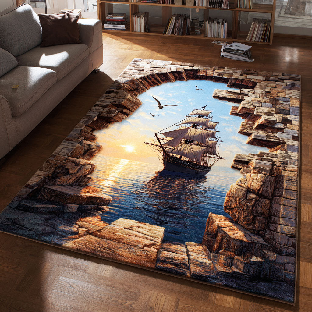 Sunset Sailing Area Rug - Non-Slip Washable 3D Print Rug for Living Room & BedroomTVC2108264