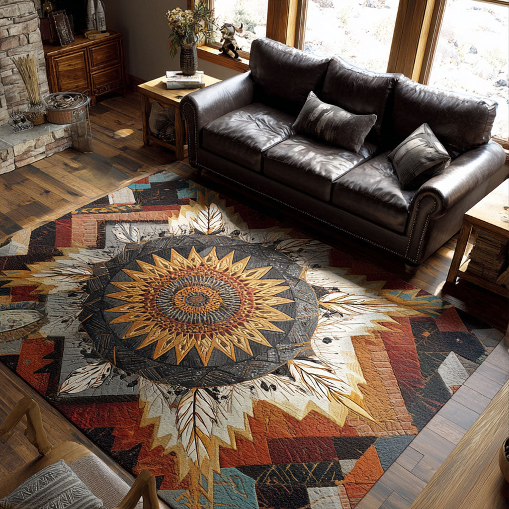 Sunset Trail Emblem Area Rug - Non-Slip Washable 3D Print Rug for Living Room & BedroomTVC2108264