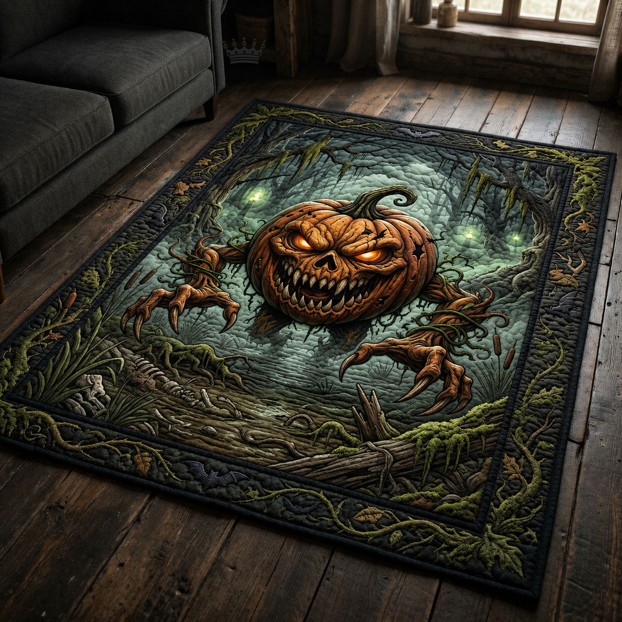 Swamp Creepy Pumpkin Halloween Area Rug - Non-Slip Washable 3D Print Rug for Living Room & BedroomTVC2108391