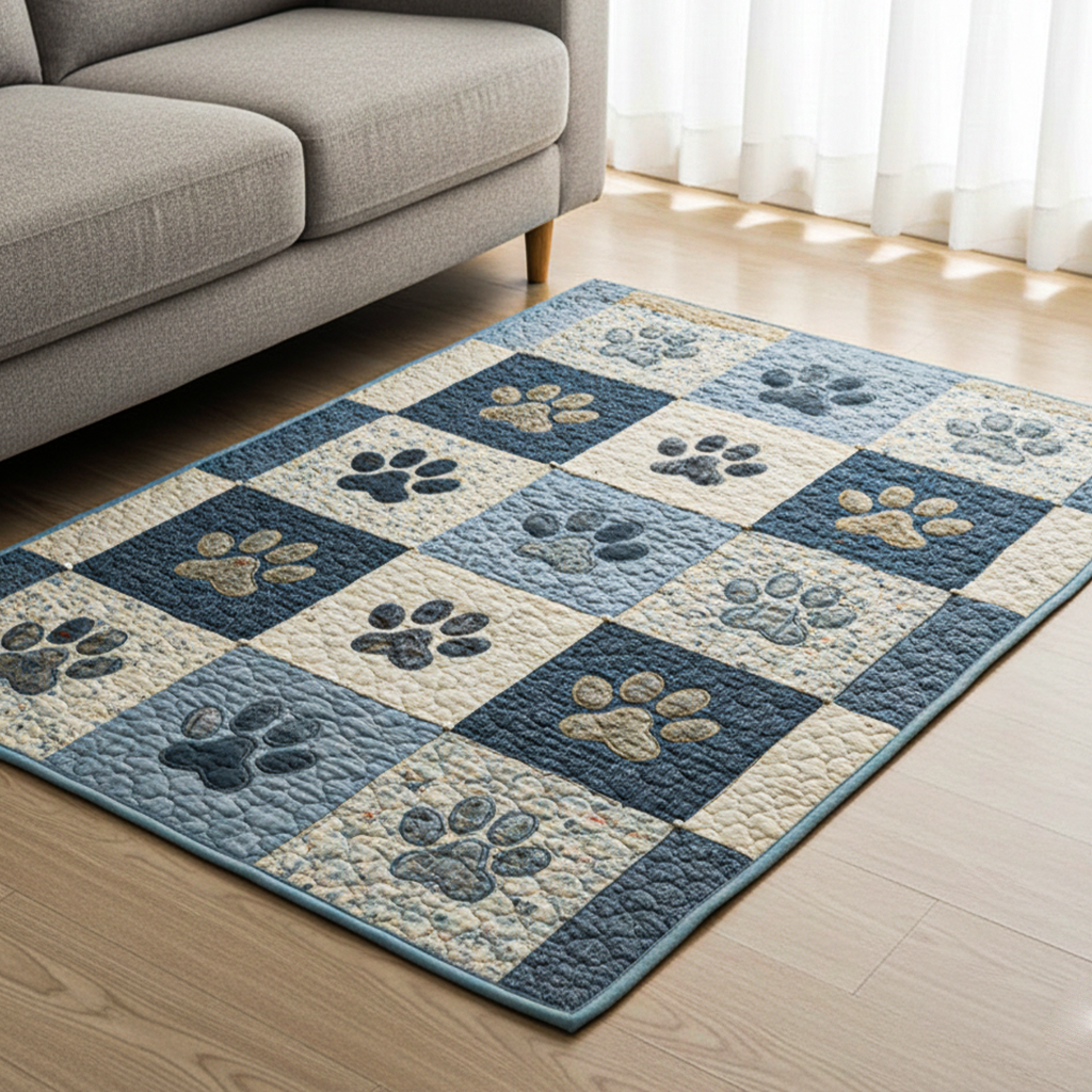 Sweet Paw Prints Area Rug - Non-Slip Washable 3D Print Rug for Living Room & BedroomTVC2108263