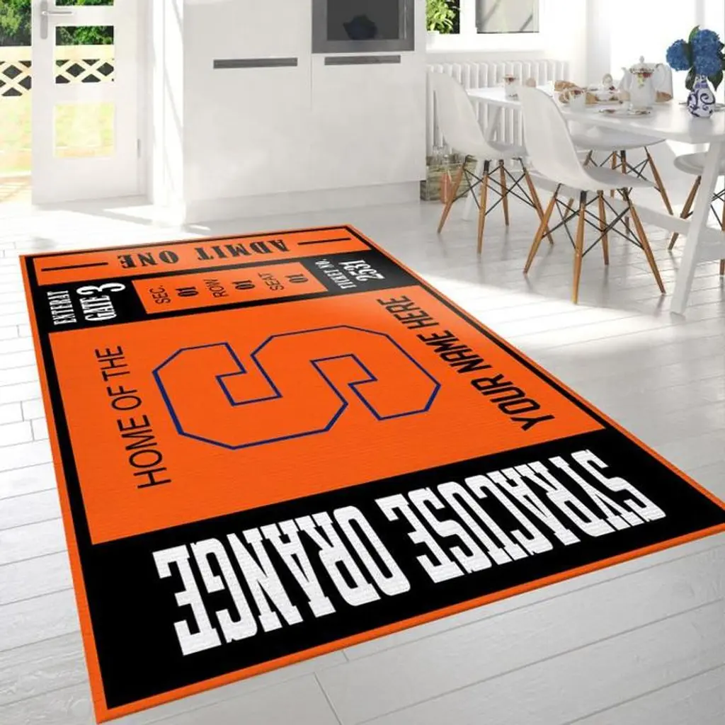 Syracuse Area Rug Home Floor Mat Decor Black and Orange