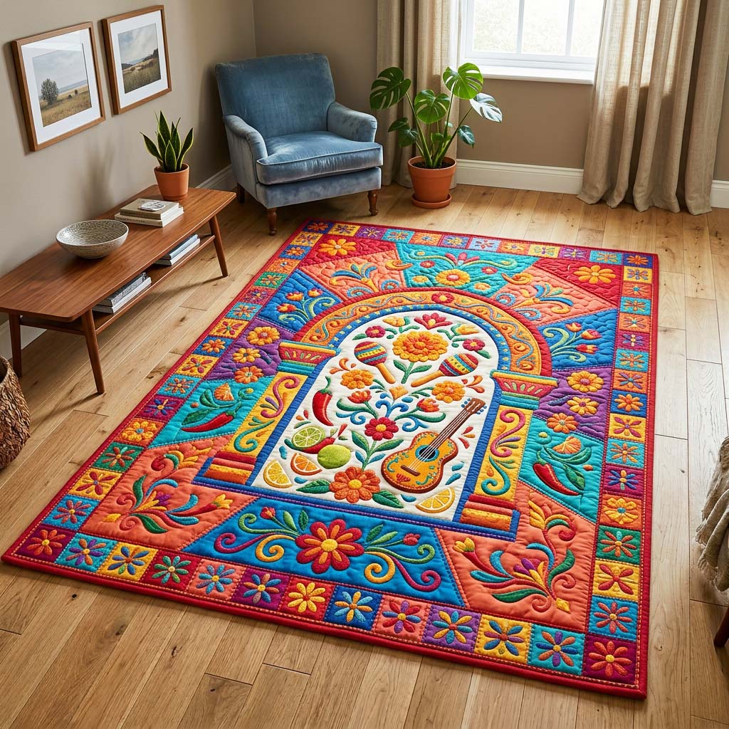 Talavera Fiesta Area Rug - Non-Slip Washable 3D Print Rug for Living Room & BedroomTVC2108391
