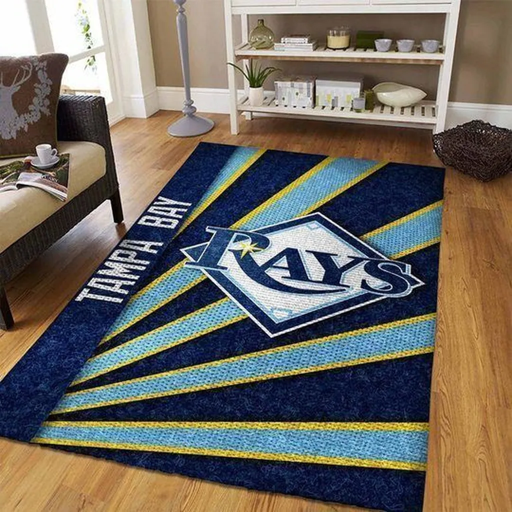 Tampa Bay Rays Rug - Sports Fan Room Decor Black and Gold