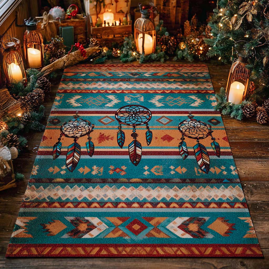 Teal Canyon Weave Area Rug - Non-Slip Washable 3D Print Rug for Living Room & BedroomTVC2108245