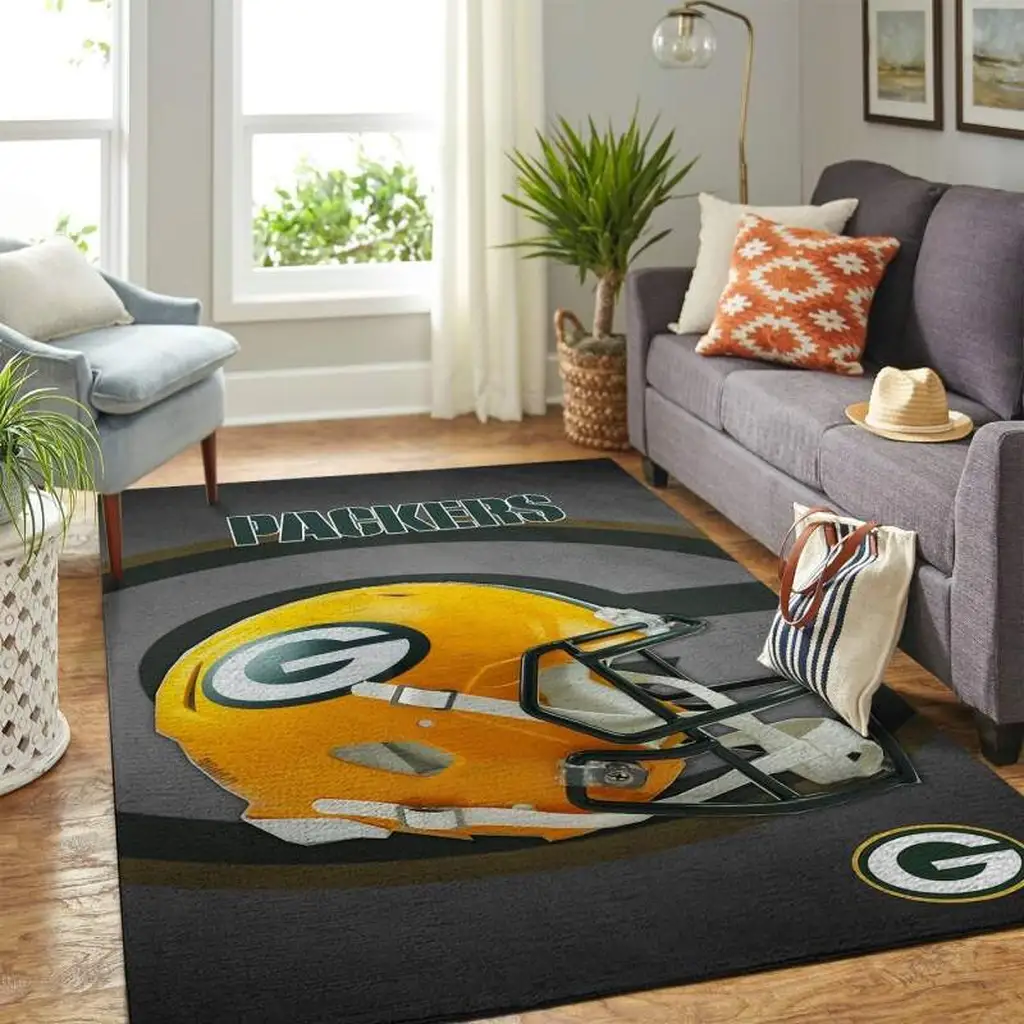 Team Spirit Rug with Helmet Design for Home Decor Red and Gray