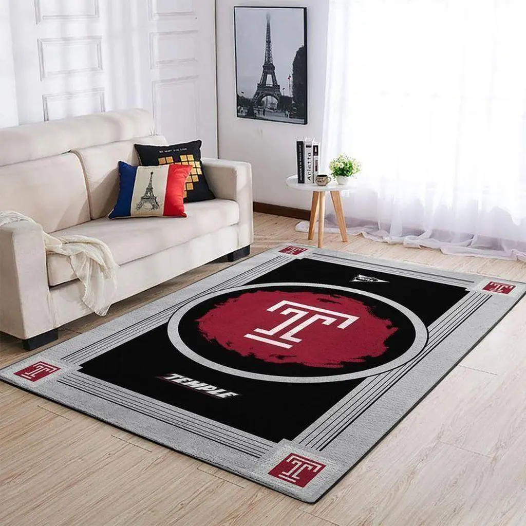Temple University Area Rug Perfect for Living Room Black and Gray