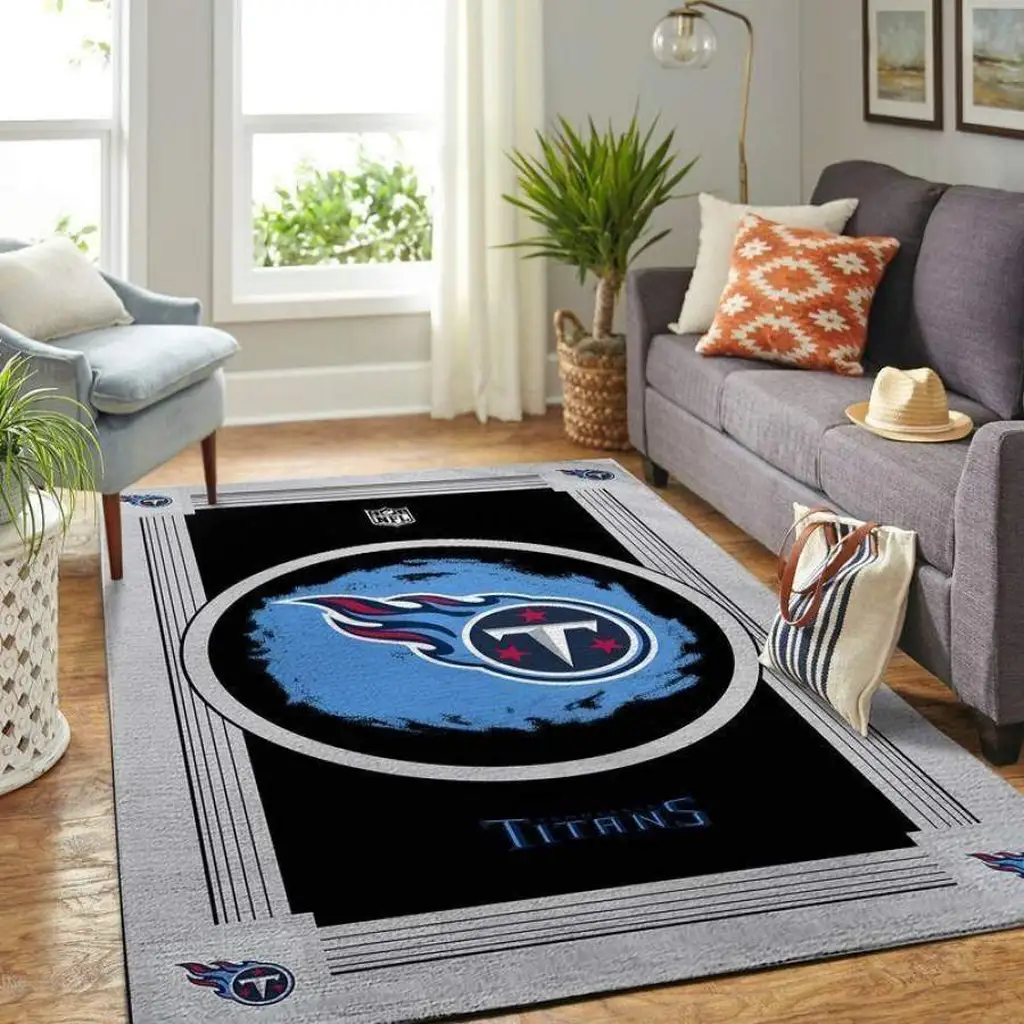 Tennessee Titans Rug - for Living Room Decor Black and Blue