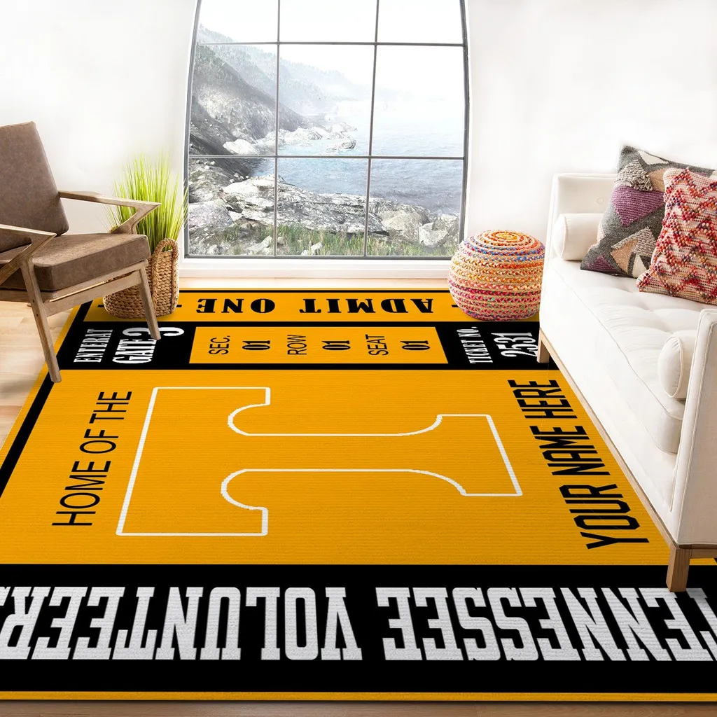 Tennessee Volunteers Rug - Customizable Ticket Black and Orange