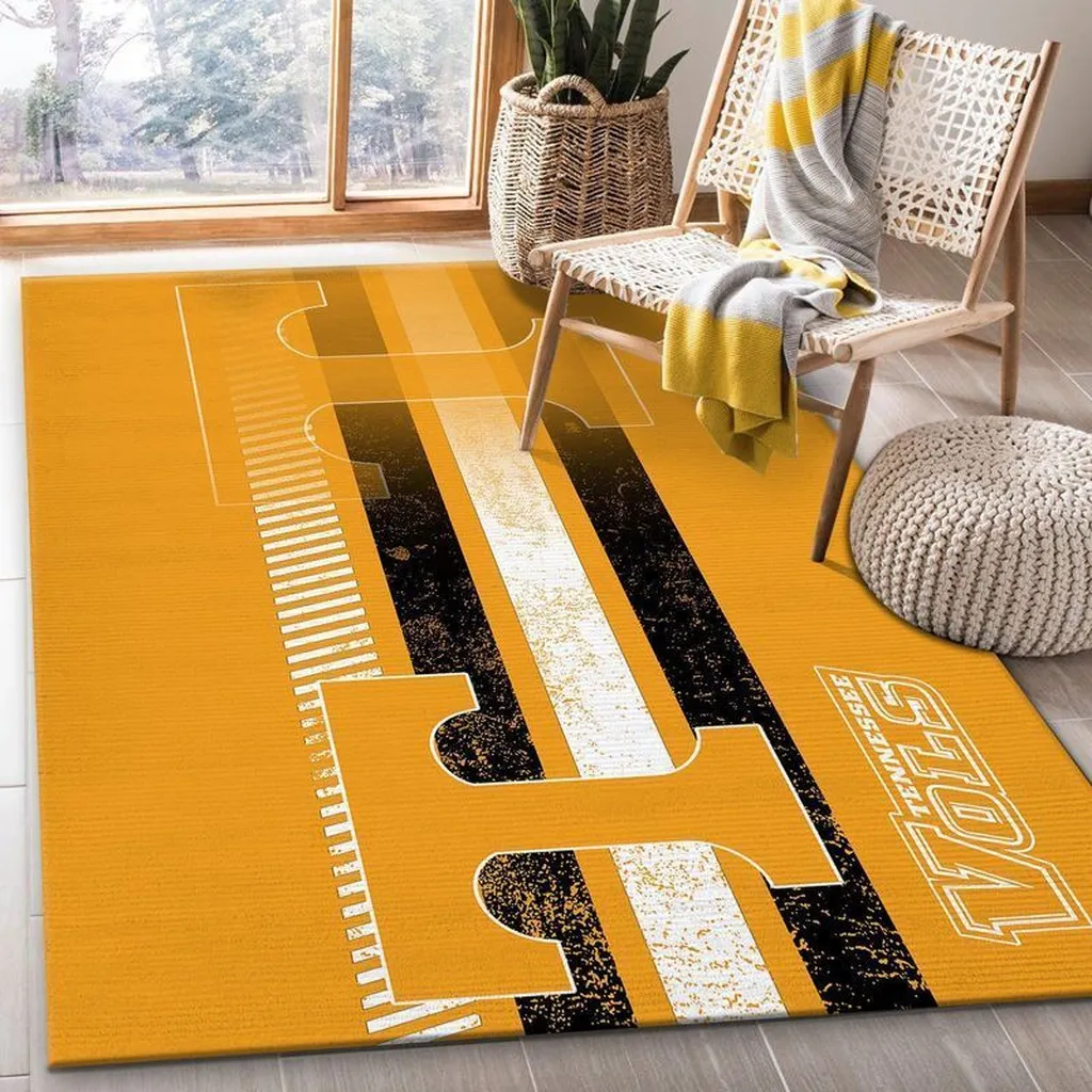 Tennessee Volunteers Rug - Striped Modern Area Black and Orange