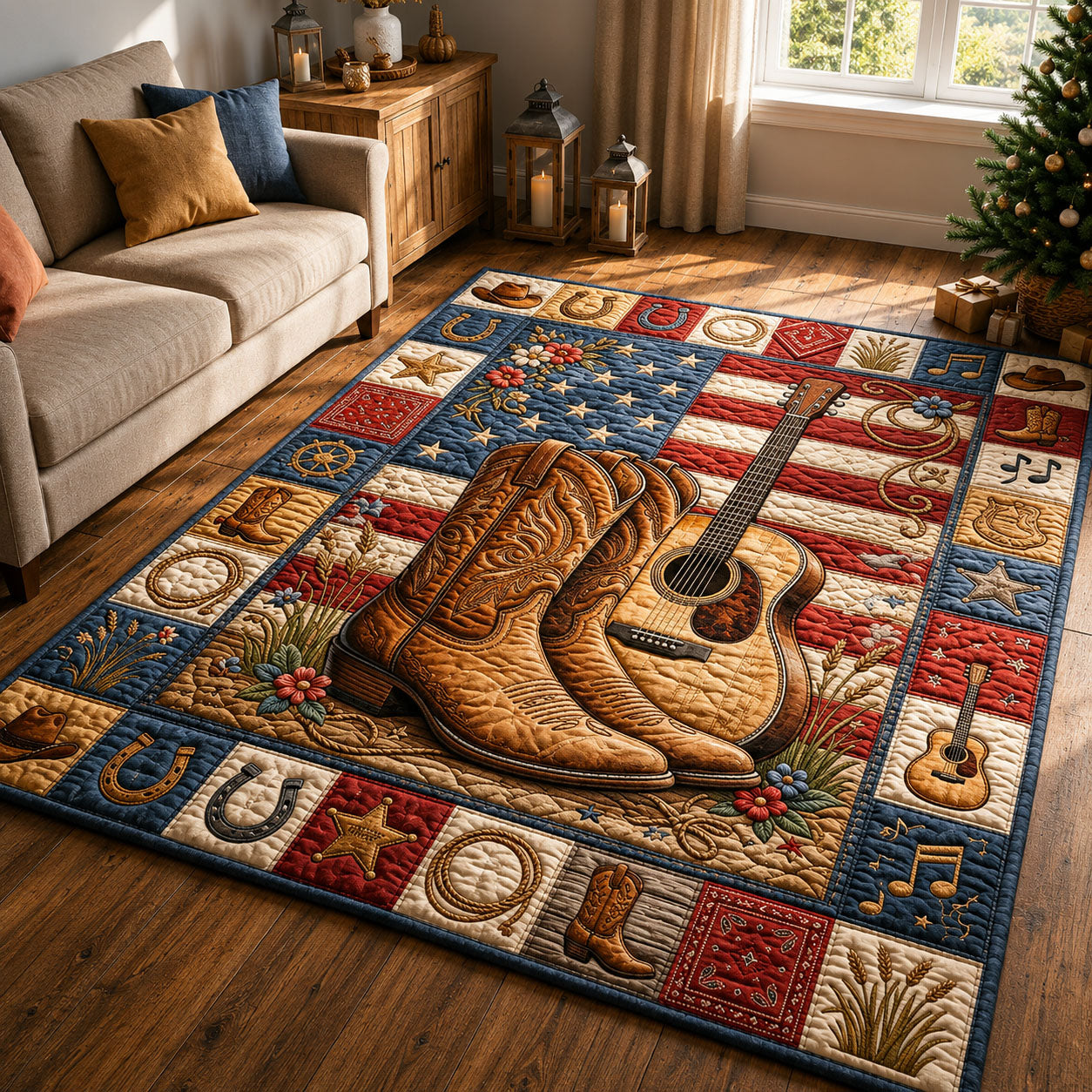 Texas Country Music Area Rug - Non-Slip Washable 3D Print Rug for Living Room & BedroomTVC2108391