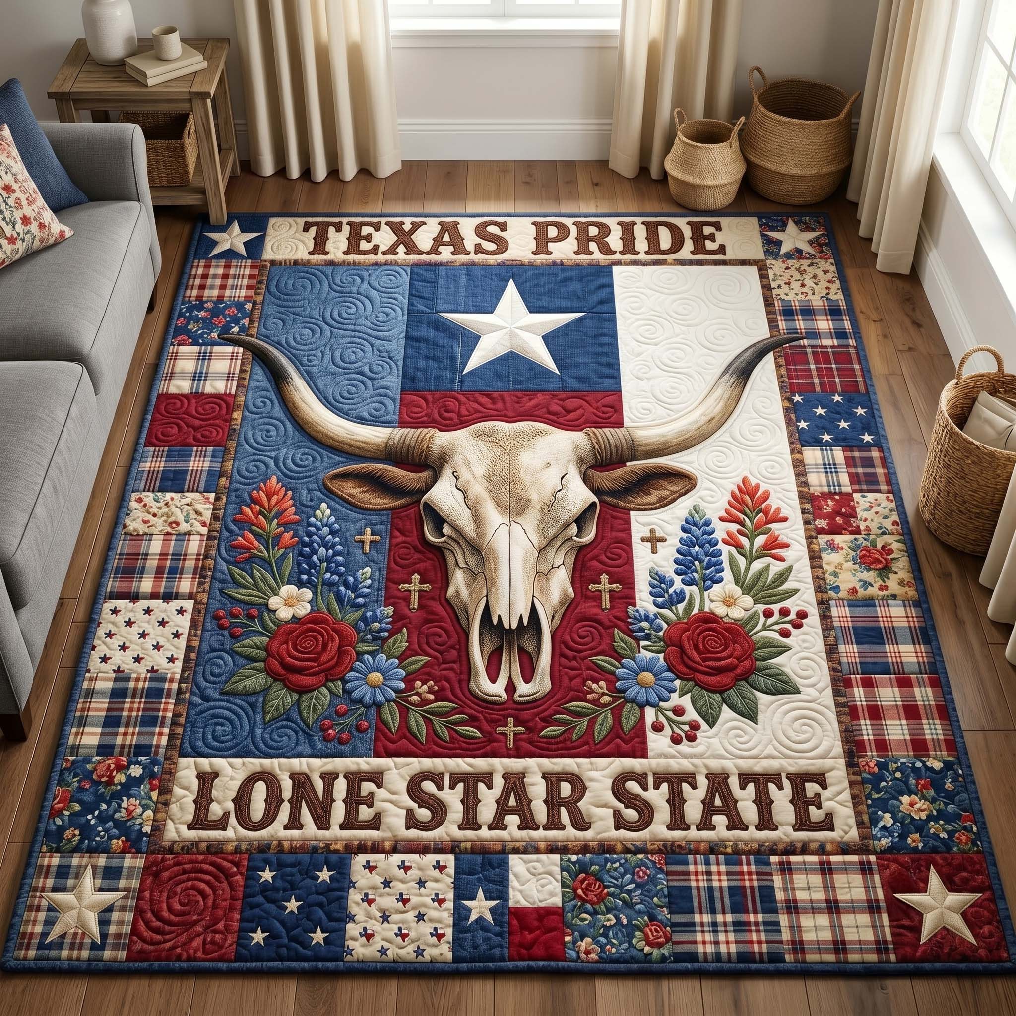 Texas Heritage Area Rug - Non-Slip Washable 3D Print Rug for Living Room & BedroomTVC2108228