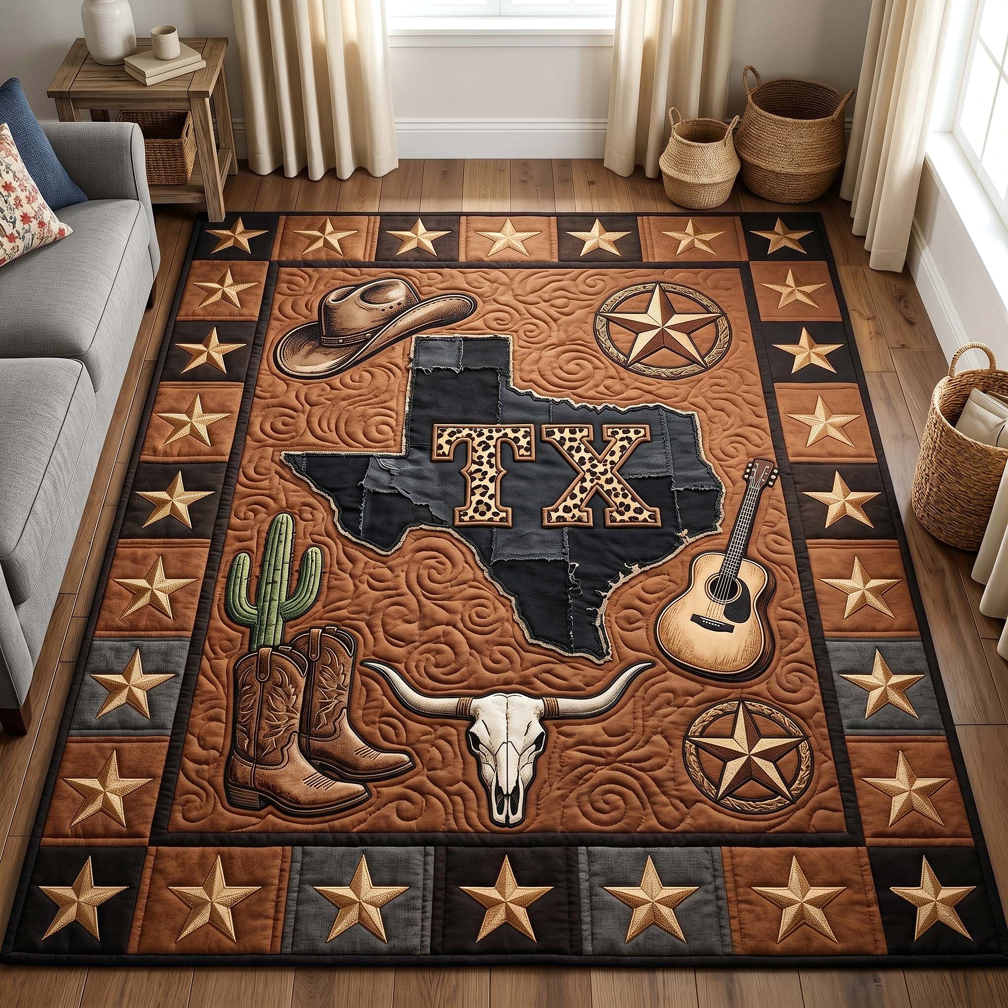 Texas Heritage Area Rug - Non-Slip Washable 3D Print Rug for Living Room & BedroomTVC2108391