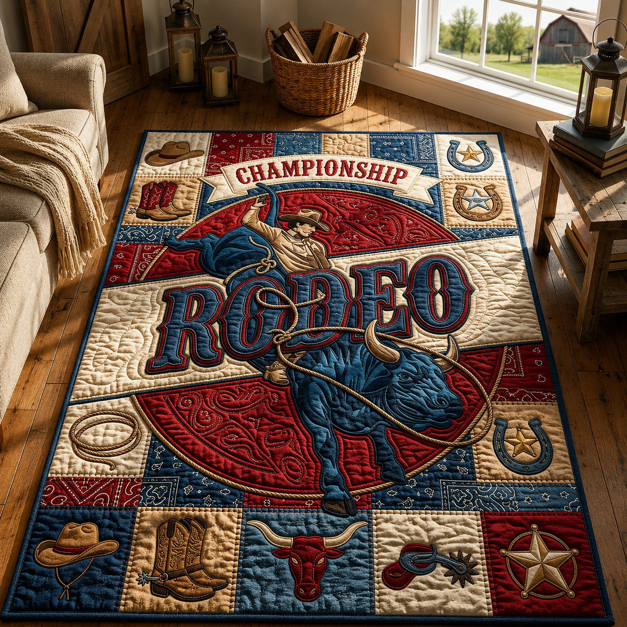 Texas Longhorn Rodeo Area Rug - Non-Slip Washable 3D Print Rug for Living Room & BedroomTVC2108391