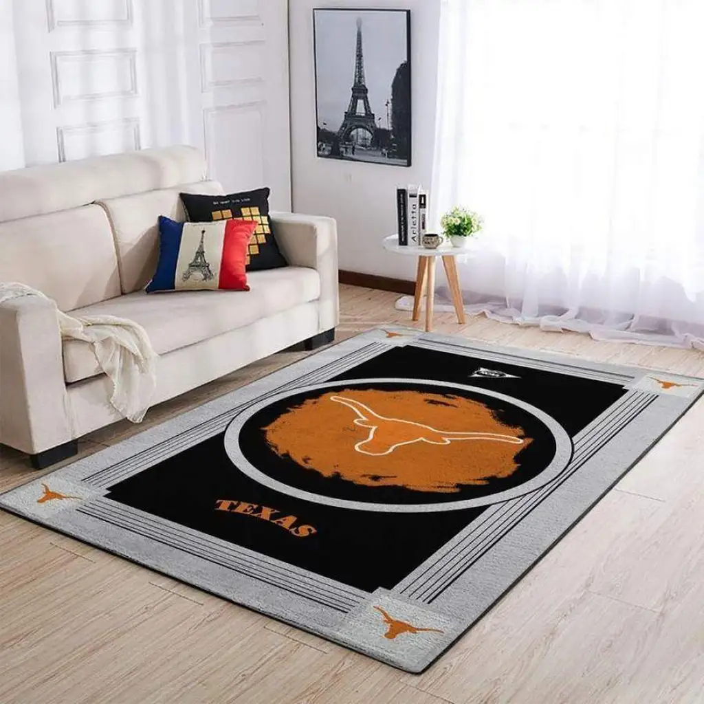 Texas Longhorns Area Rug for Living Room Decor Black and Yellow
