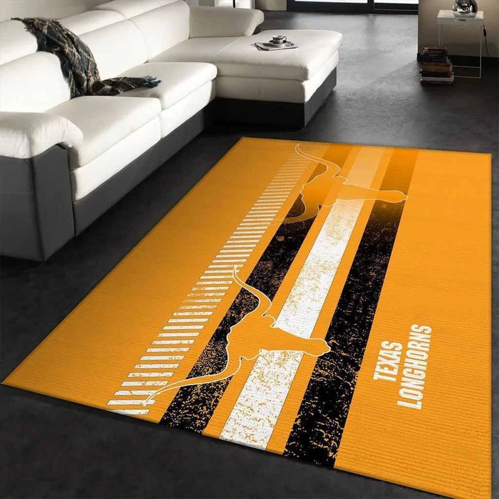 Texas Longhorns Rug - Striped for Living Room Decor Black and Orange